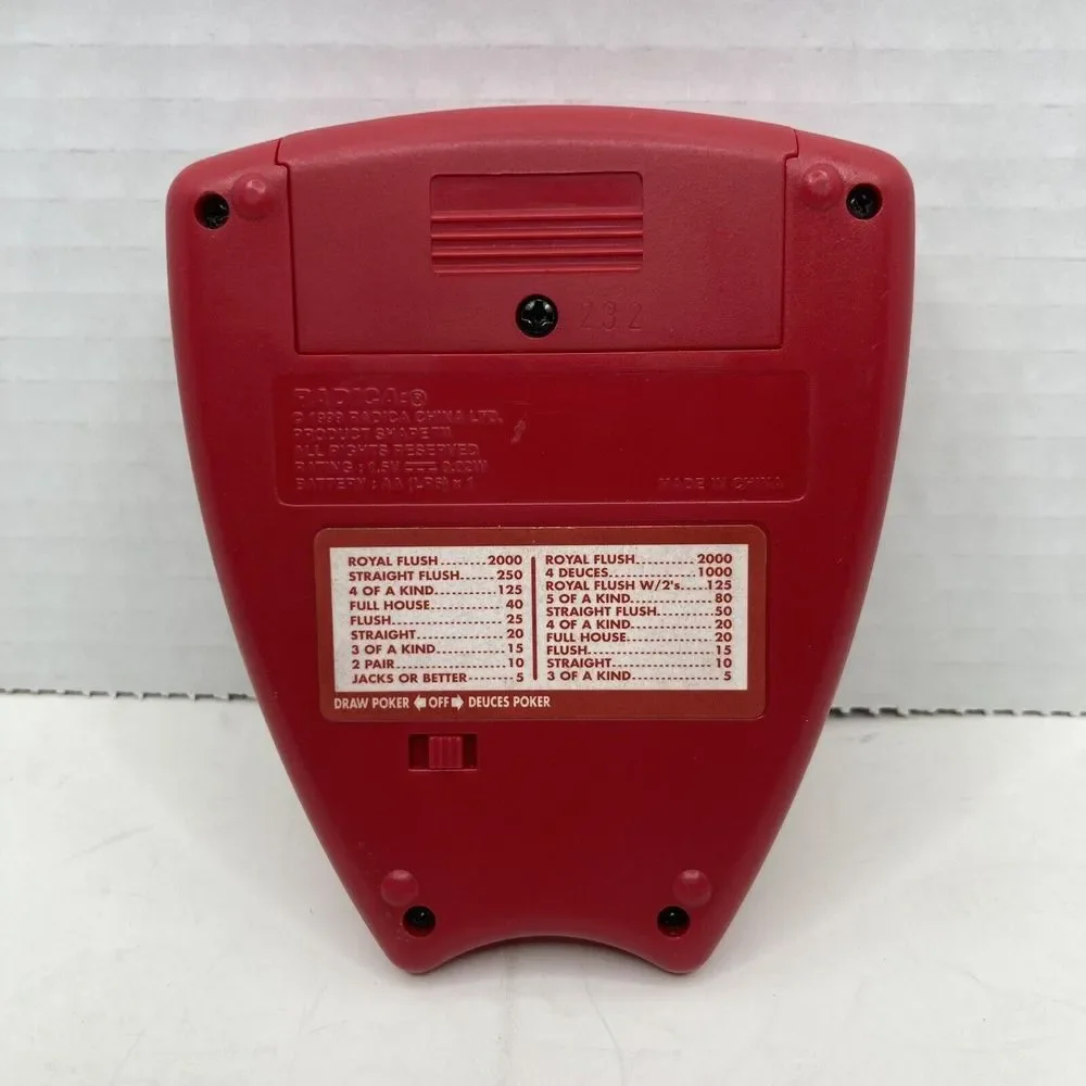 Radica Pocket Poker Handheld Game Deuces Draw Electronic Poker 1999 VTG *TESTED*